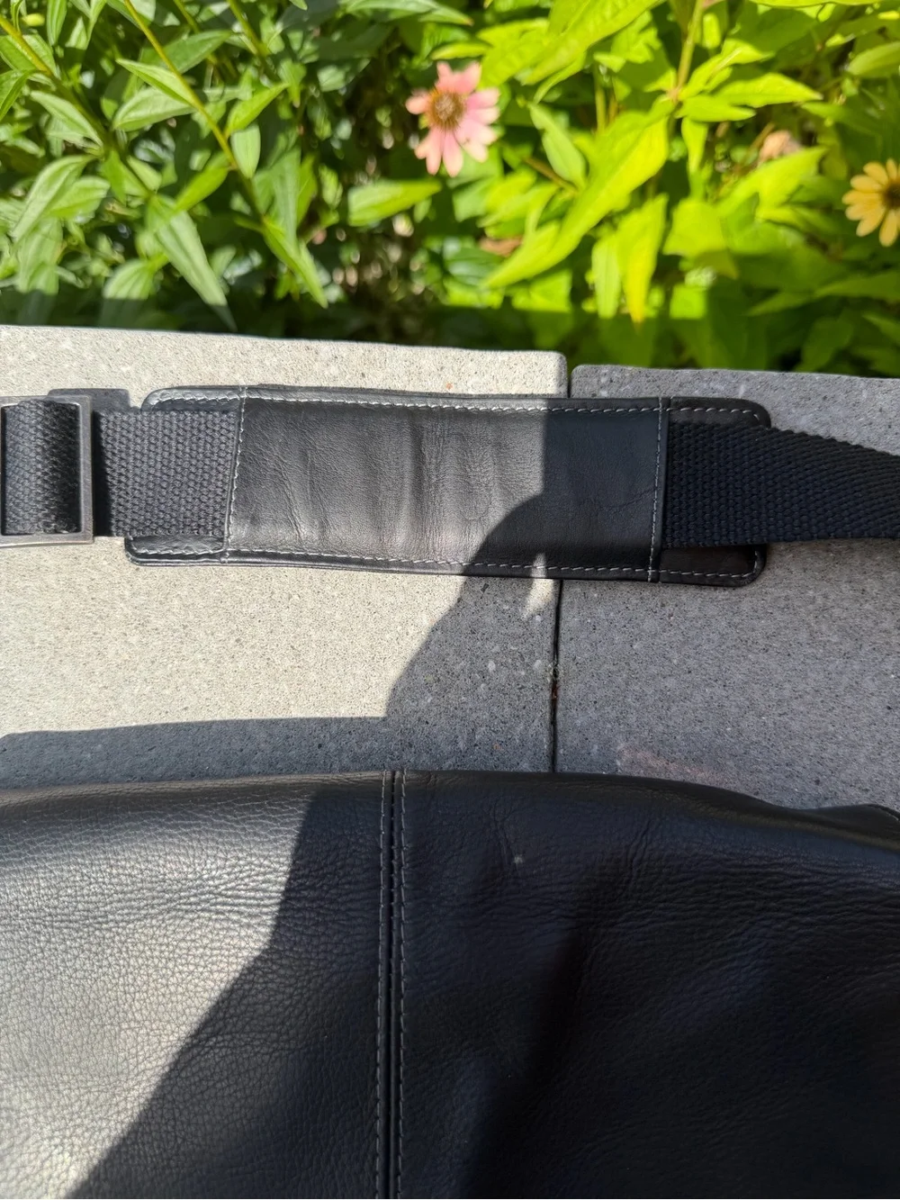 Kenneth Cole Reaction Black Leather Messenger Bag 11”X11”